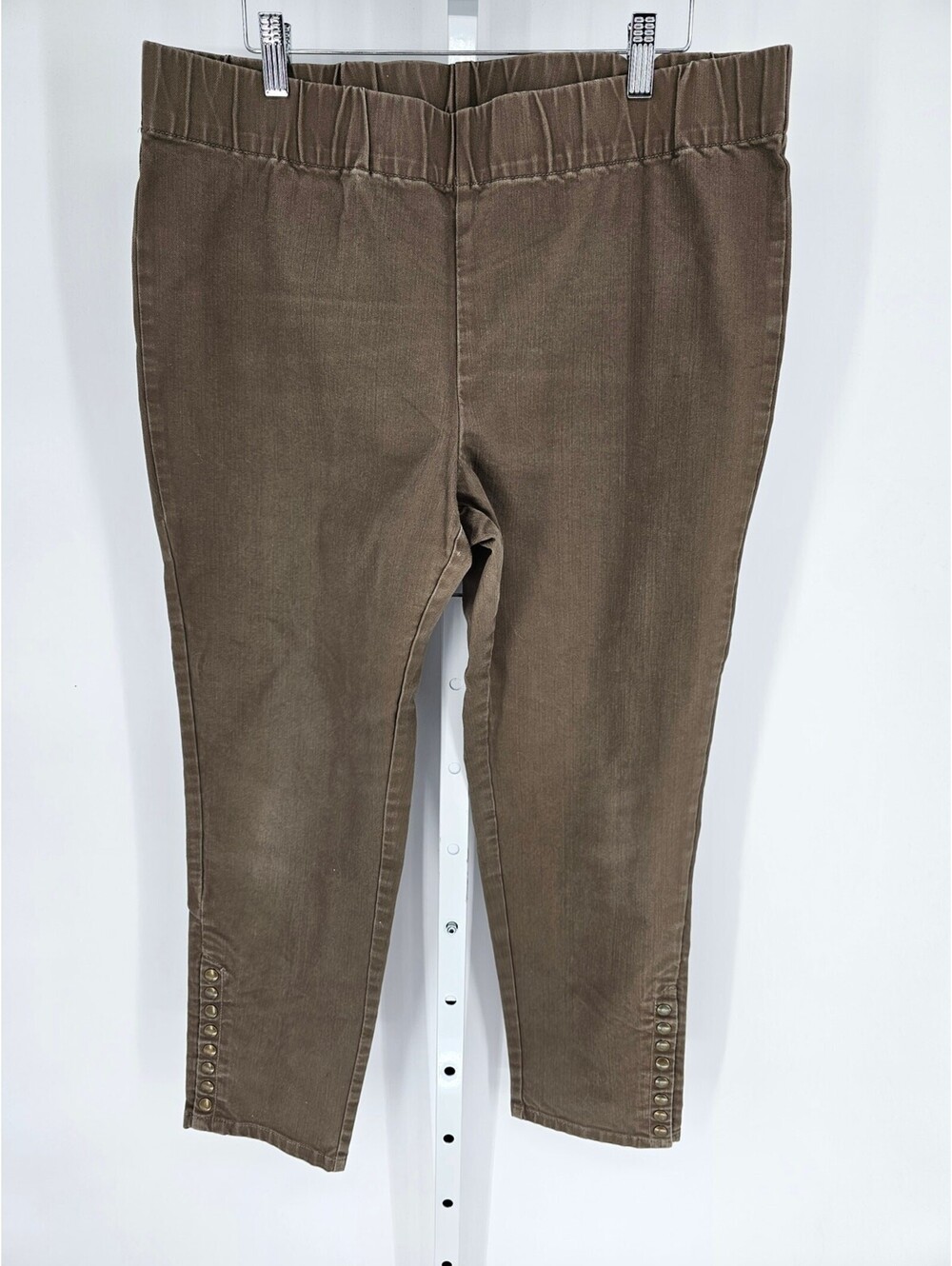 Soft Surroundings Olive Brown Elastic-Waist Studded Pull On Jegging Size L